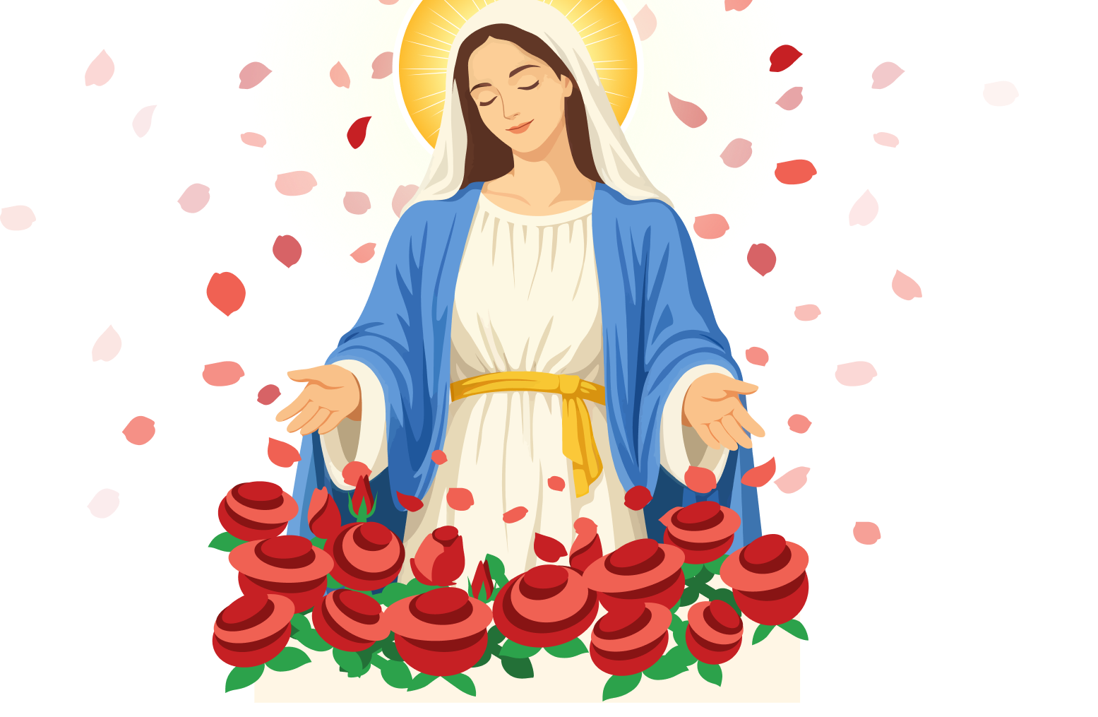 La Vierge Marie entourée de roses